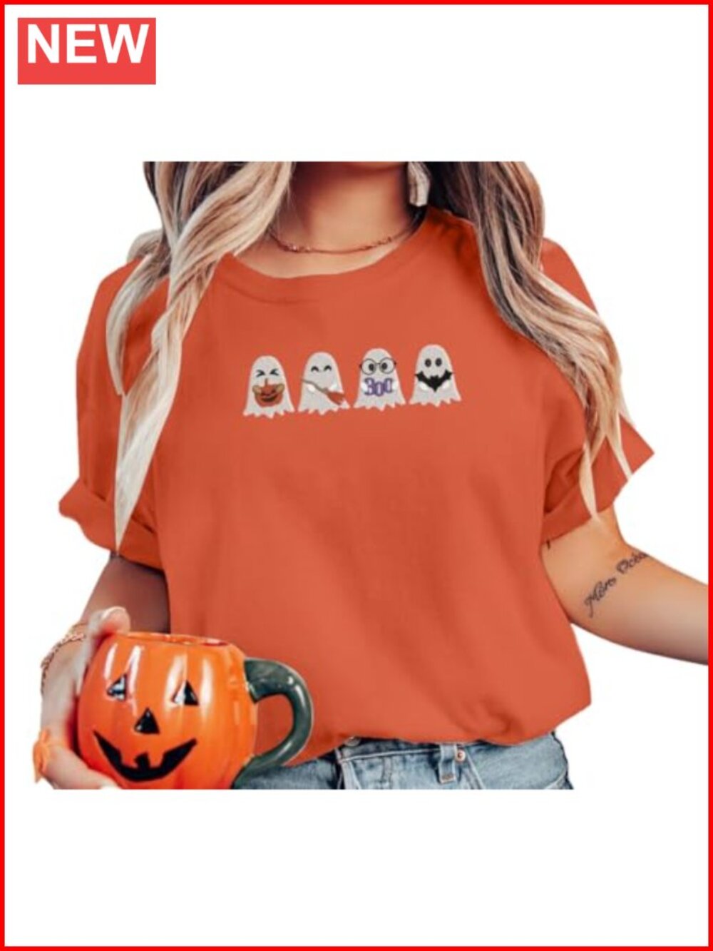 Embroidered Pumpkin Halloween Tee